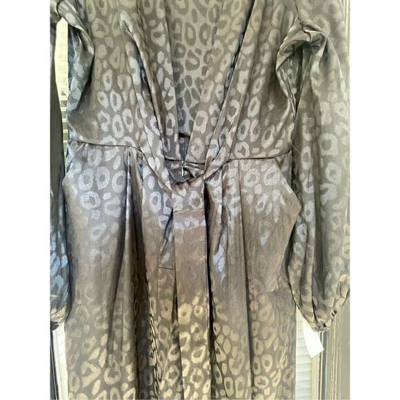 Misguided Satin Tie Front Wide Leg Jumpsuit Black Size 10 - Picture 8 of 11